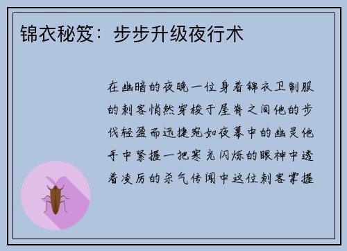 锦衣秘笈：步步升级夜行术
